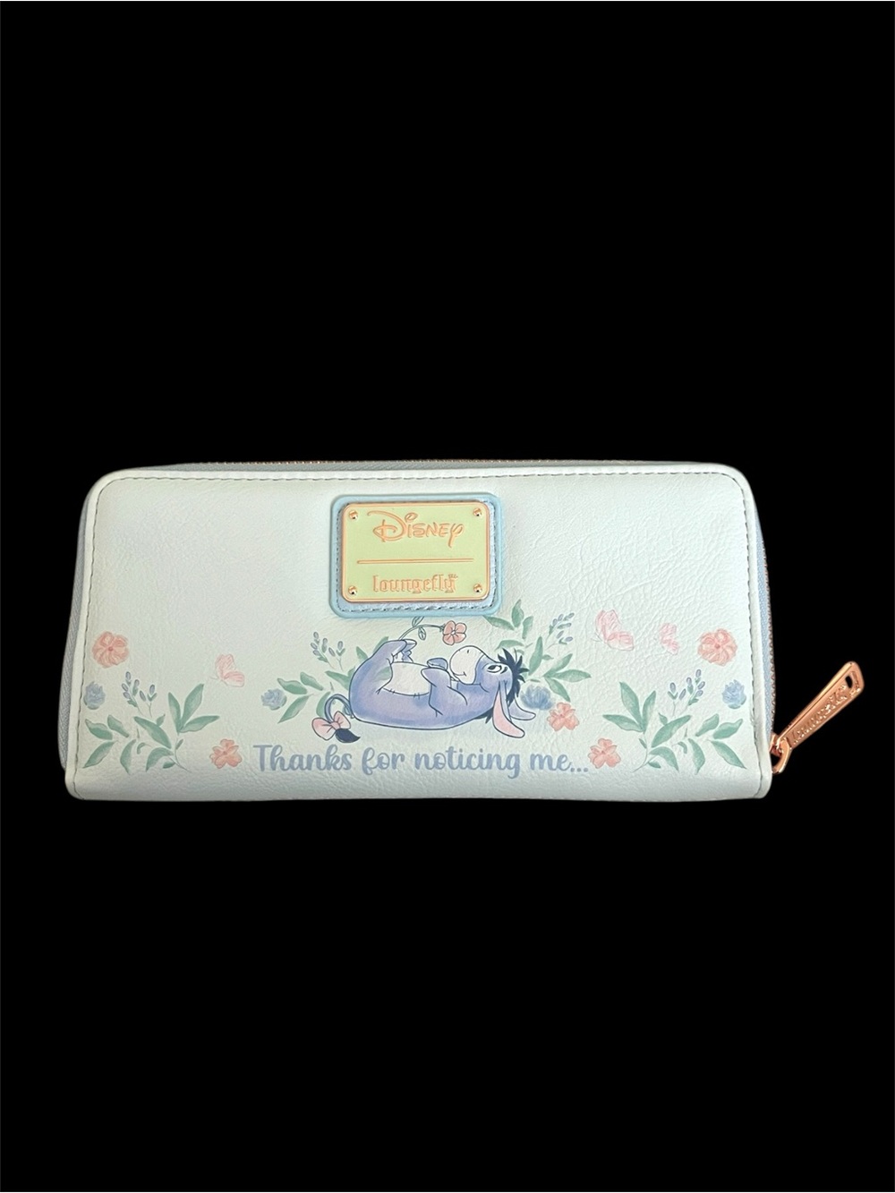 RARE Loungefly x Disney Eeyore Floral Women's Zip Around Wallet Blue